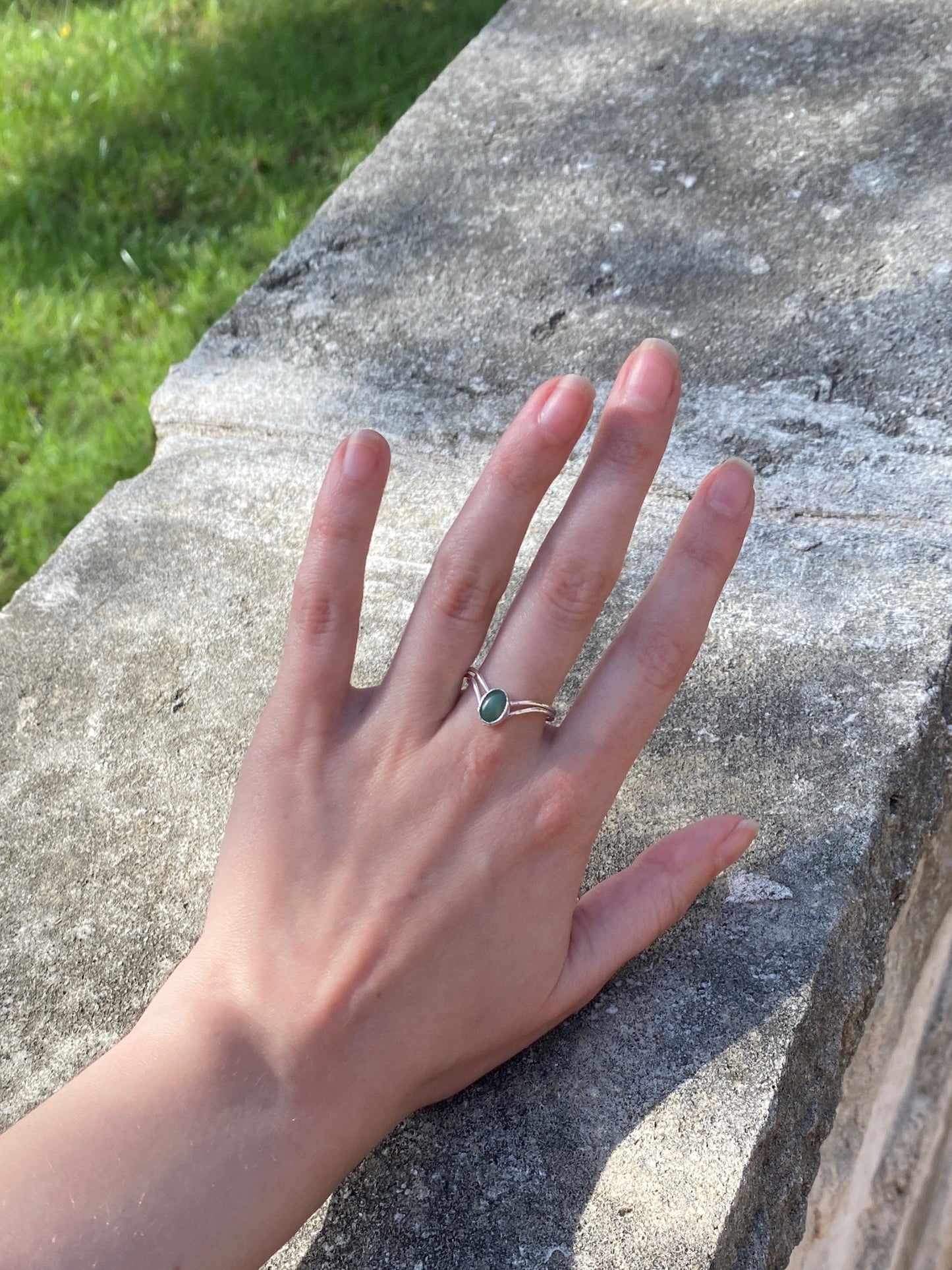 Aventurine Ring with Double band - size 8.5